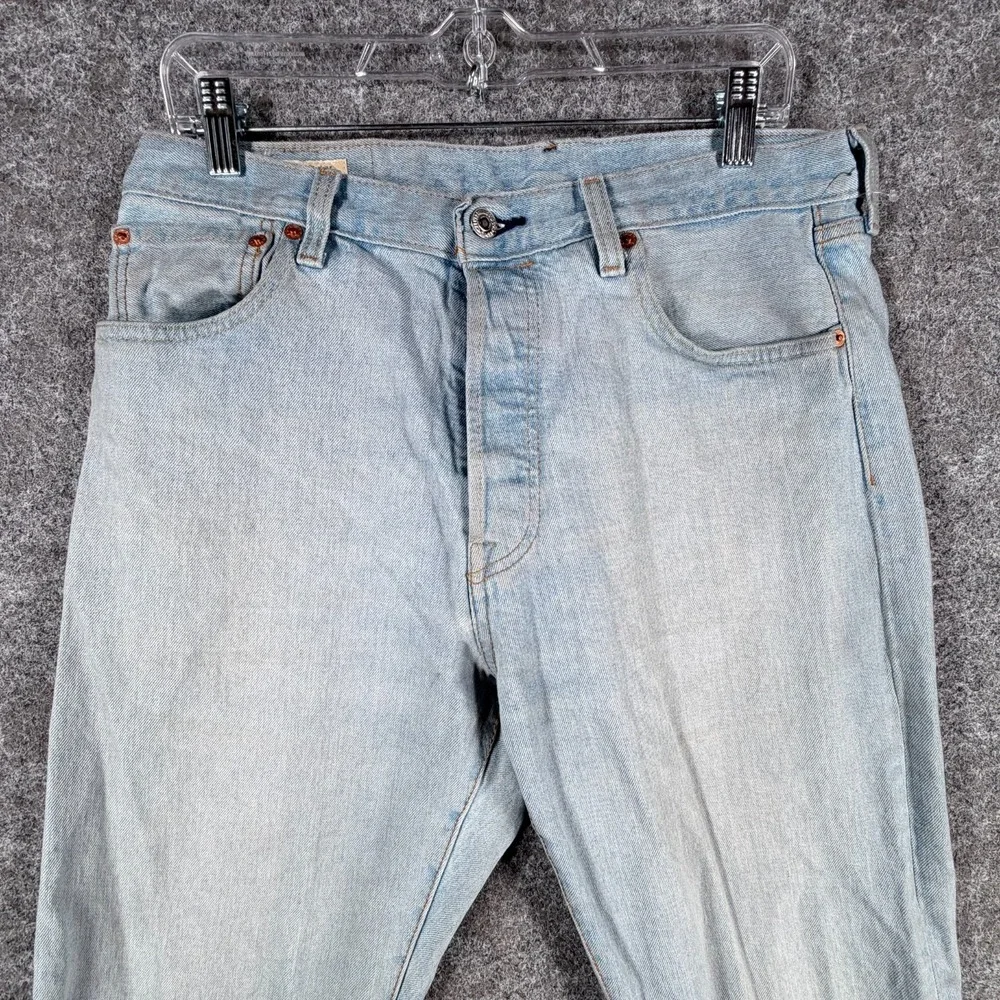 Levis 501 '93 Jeans Mens 33x34 Blue Denim Cotton Stretch Straight Fit Mid Rise‎